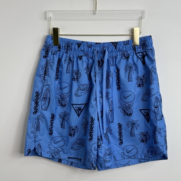 Nike Other - Nike Sportswear Men's Club Woven Track Shorts Nylon Shiny Blue Print Sz S Rare
